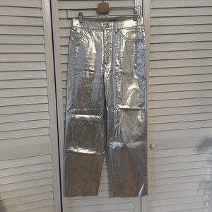 Express Silver Faux leather jeans